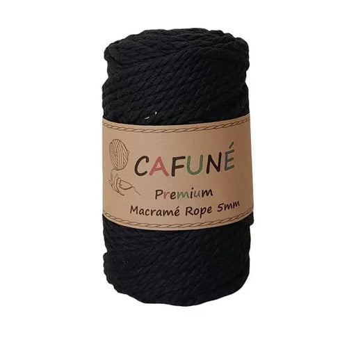 Cafuné Premium Macramé Rope 5mm-3Ply  Black Cafuné