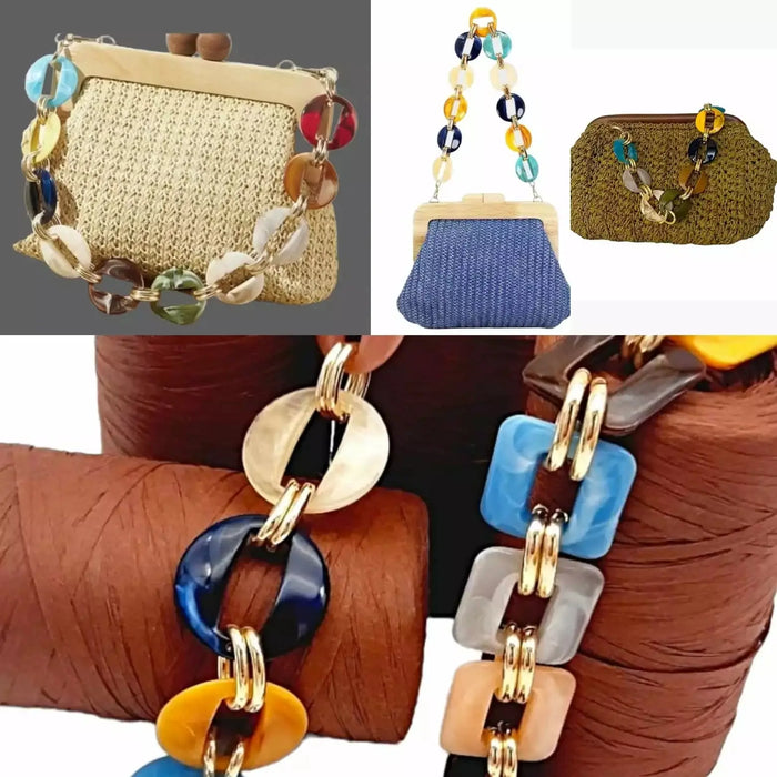 Handbag strap with Acrylic beads Ocher - DecoDeb
