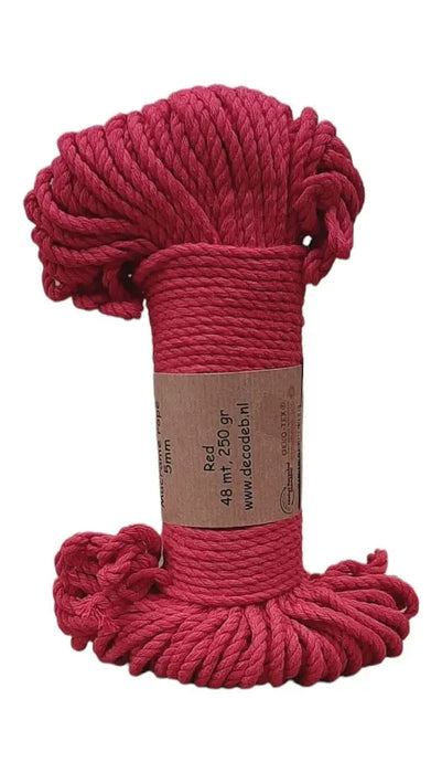 Cafuné Macramé Cotton Rope 5mm - Bundle- Red