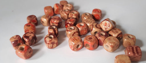 Wooden Beads Printed Square 6mm - DecoDeb