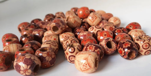 Wooden beads printed 18mm - DecoDeb