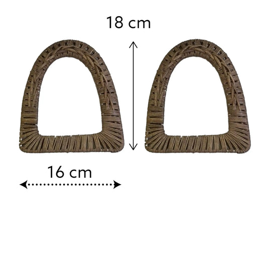 Dark Brown Rattan Bag Handles In Size Of 18x16cm